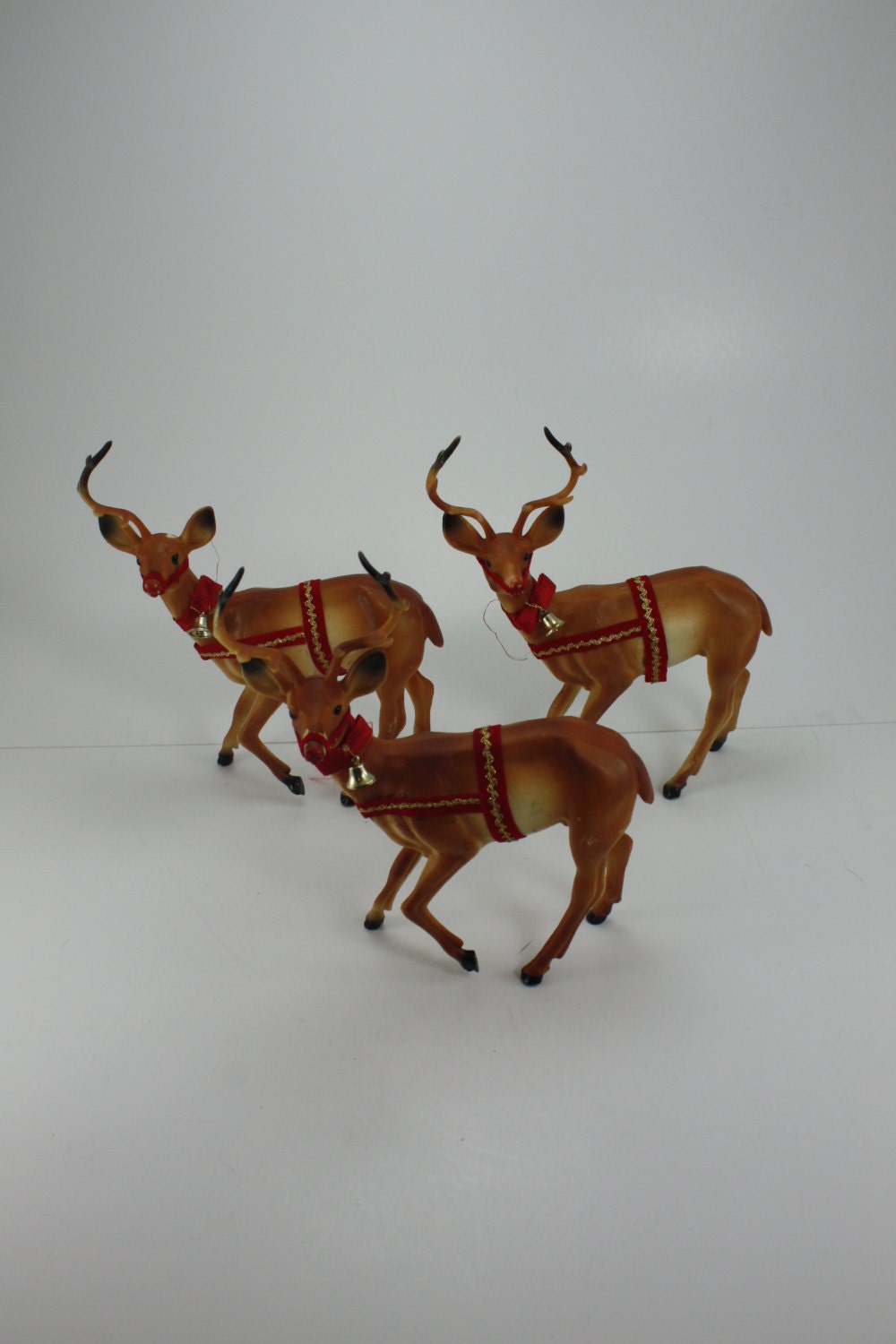Vintage Plastic Deer Reindeer Figurines 3 Bucks