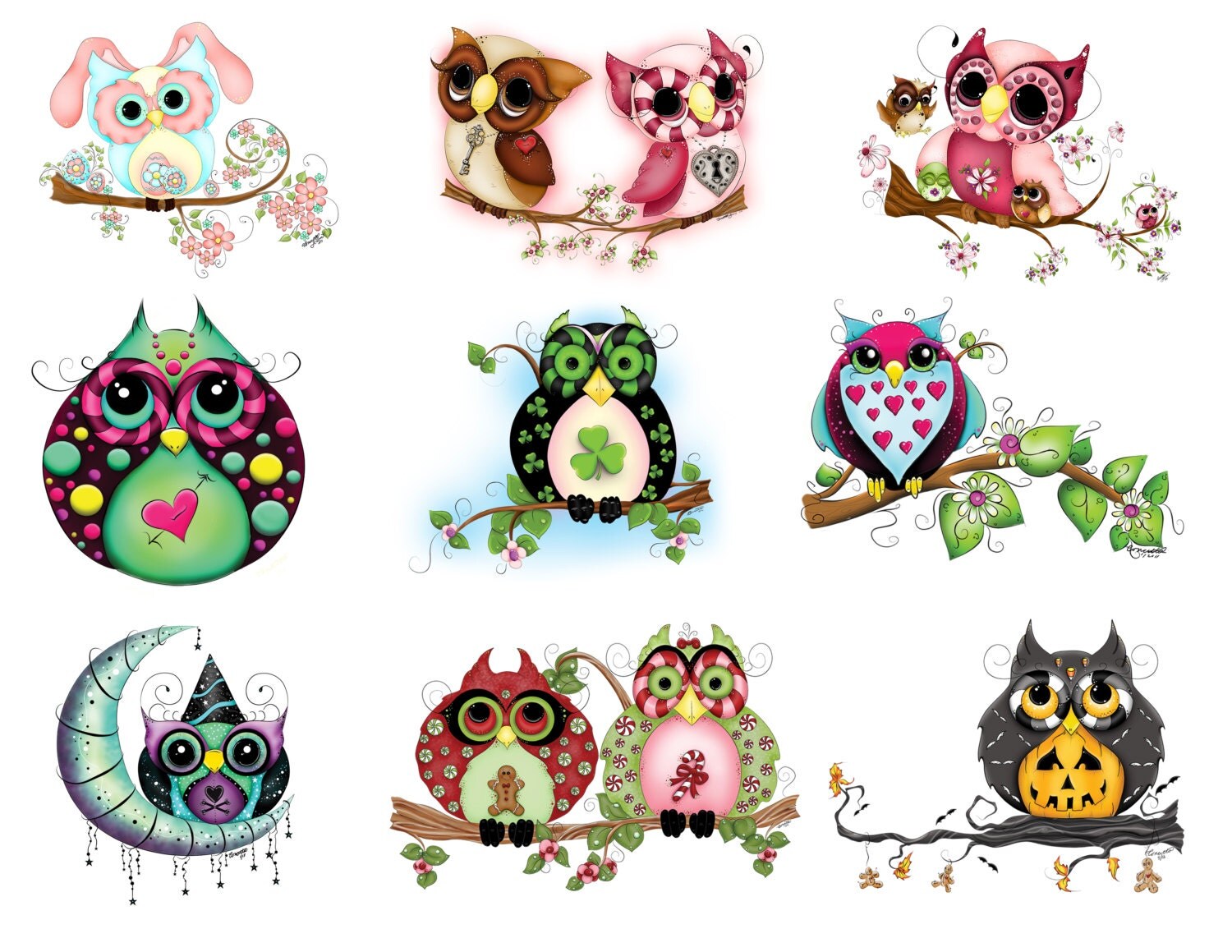 Owl Stickers Owl Stationary Owl Art Owl by enchantedezignstudio