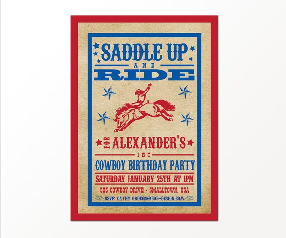 Cowboy Invitation - PRINTED or PRINTABLE Western Cowboy Invitation by 505 Design, Inc Il_570xn