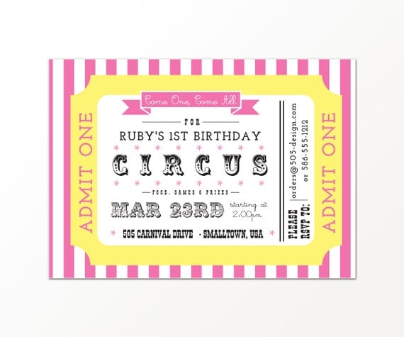 Vintage Circus Invitation - Girls Circus Birthday Party Invitation by 505 Design, Inc Il_570xn