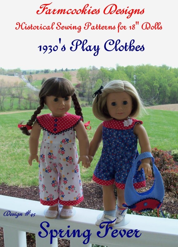 PRINTED Sewing Pattern / SPRING FEVER Historical 1930's Playclothes for American Girl Dolls