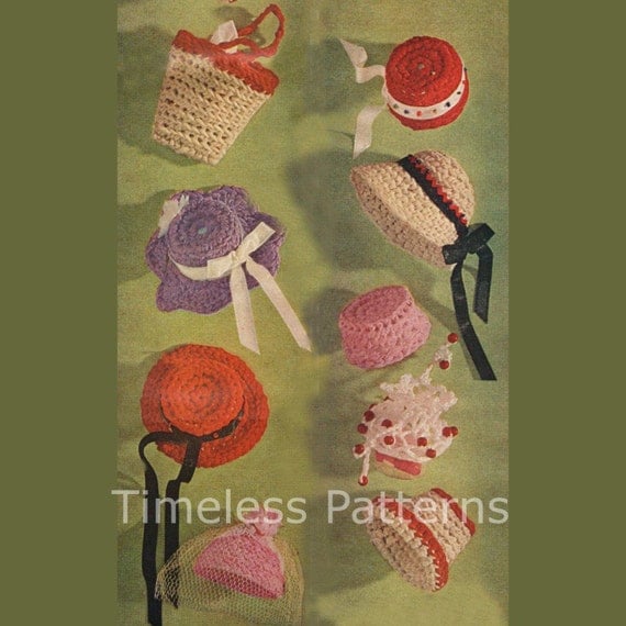 Vintage Barbie Fashion Doll Hats & Bags Crochet Reproduction