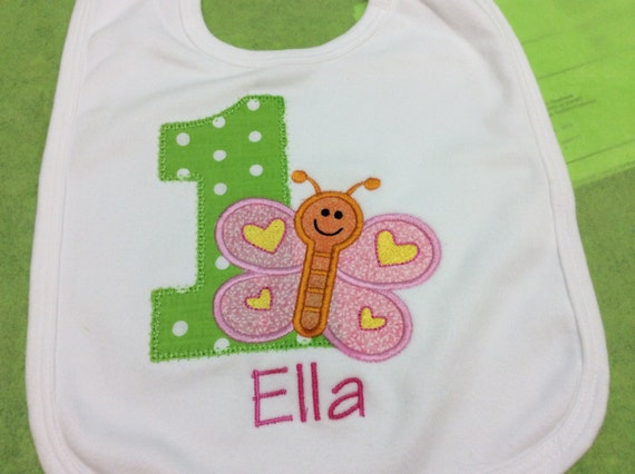 Girls Butterfly Birthday T Shirt or Bib Personalized Applique