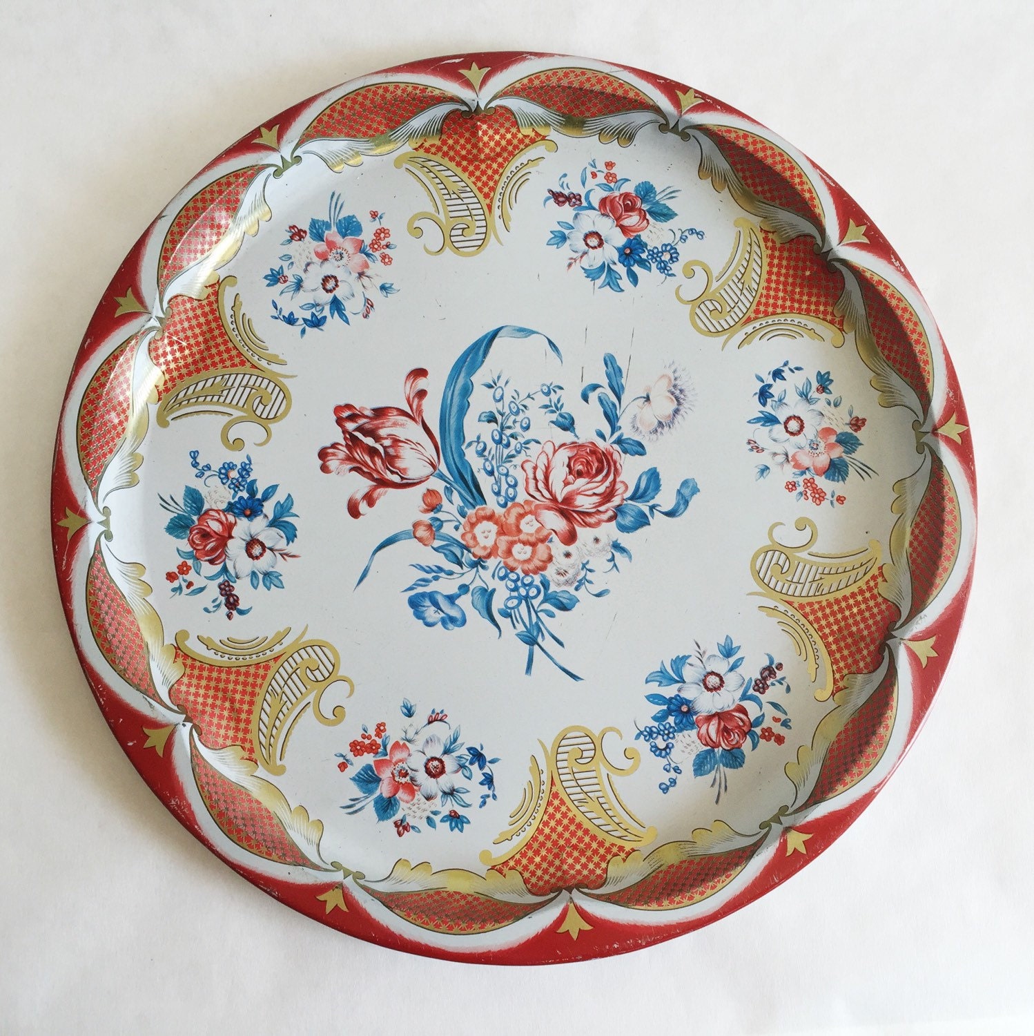 Vintage Daher DecoratedWare Flower Tin Serving Tray Haute Juice