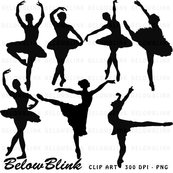 Ballerina Silhouettes Clipart Clip Art Digital Scrapbooking Commercial 