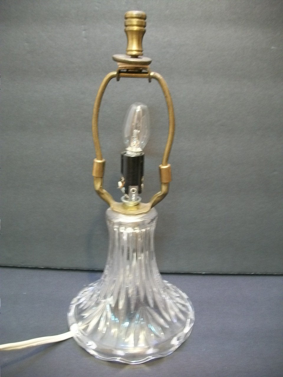 Vintage Cut Glass Lamp Base Crystal Lamp Base Candle by GiniCrafts