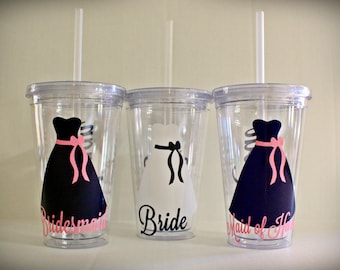 4-8 Personalized 16 oz Bridesmaid Tumbler Bridal Party Gift Bridesmaid Cup