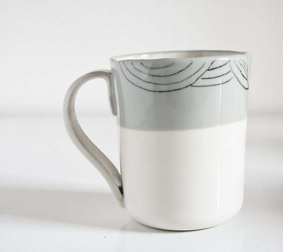 25 OFF Large Coffee Mug White And Grey Modern By KaroArt On Etsy   Il 570xN.731008861 Bxyv 