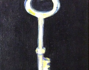 Items similar to INSTANT Watercolor Skeleton Key Art Print- 8.5 x 11