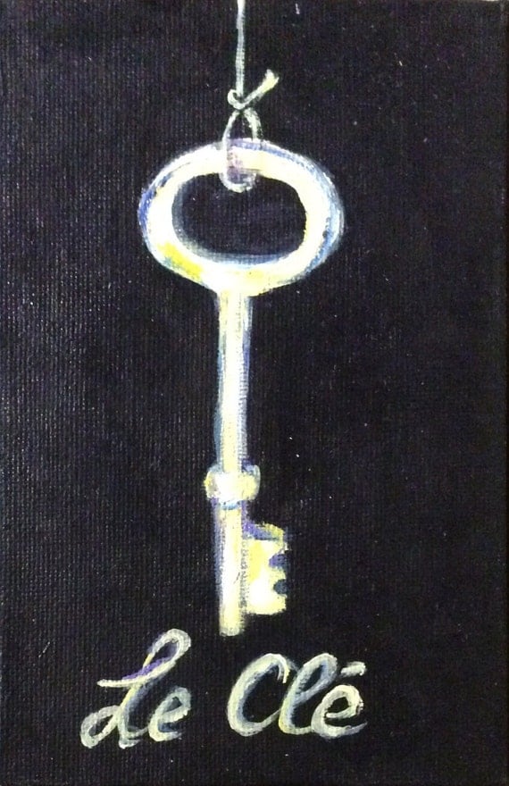 Skeleton Key painting original art 4 x 6 by sersonart on Etsy