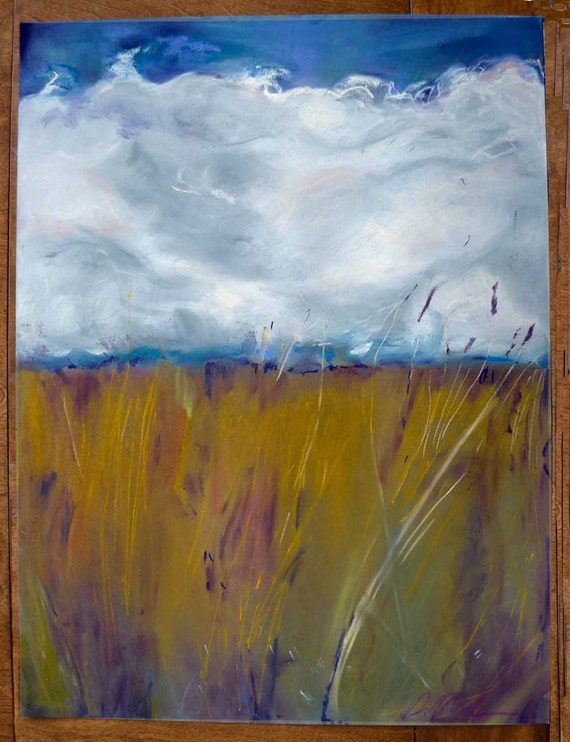 Original Pastel Painting Prairie Art 19.75 x 25.5 Fine Art