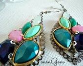 Multicolor Statement earrings, earrings, big, teardrop, teal, mint, cobalt, blue, sapphire, milky, sea foam, celebrity inspired, dangle,