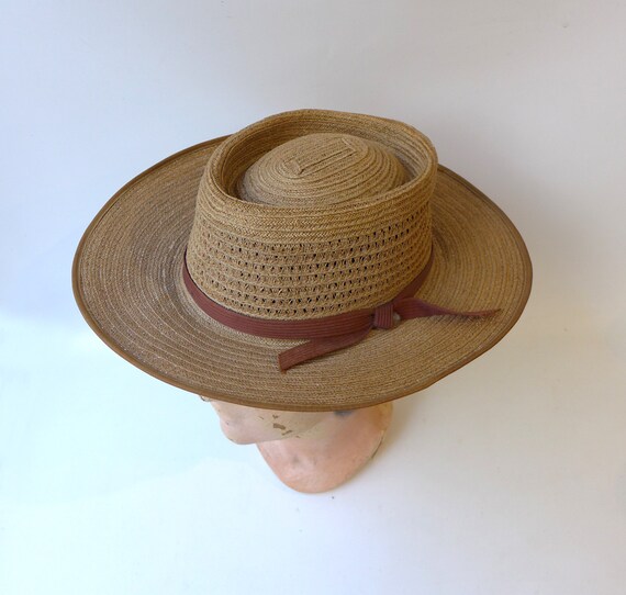 Vintage Akubra hemp braid natural straw Planter ladies hat