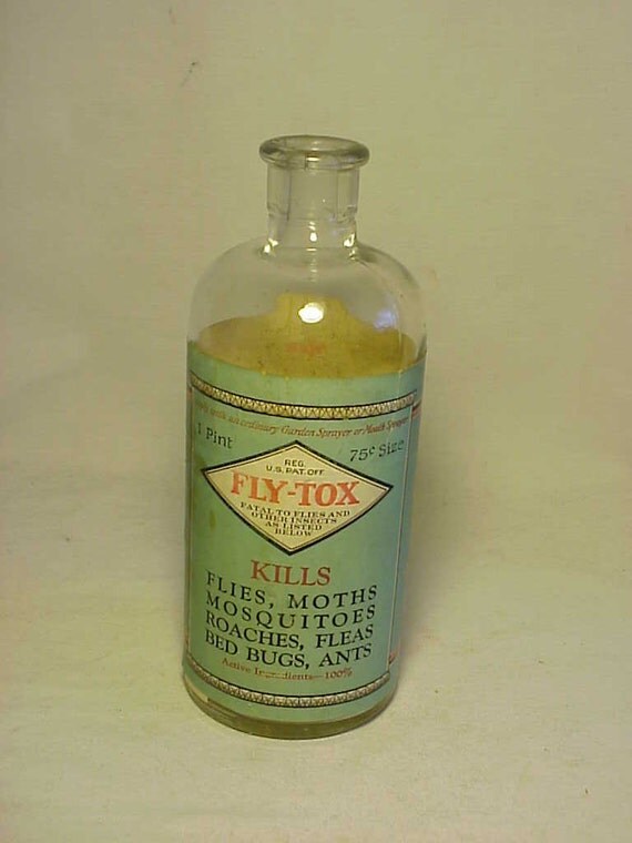c1920 FLY TOX Bug Killer Bottle The Toledo Rex Spray Co.