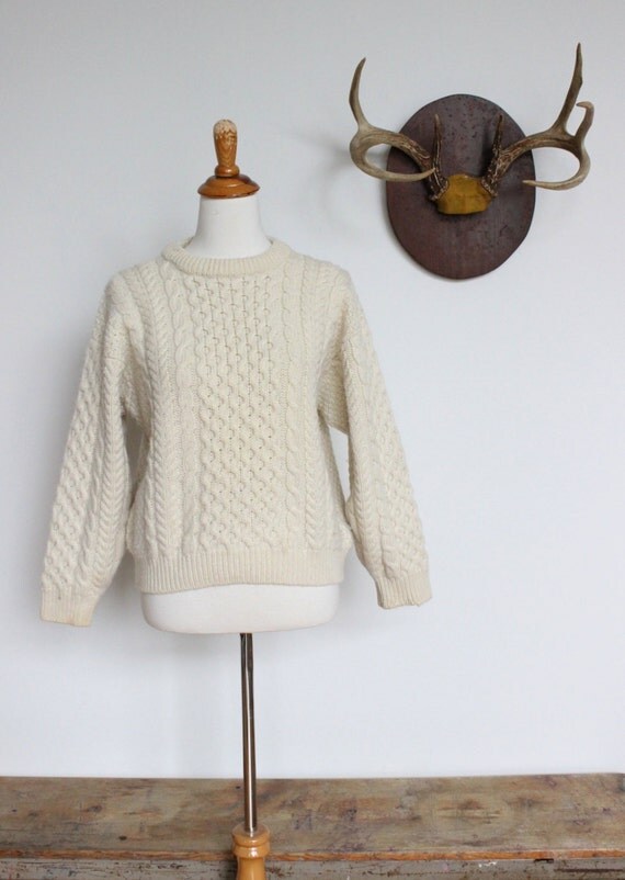 Vintage LL Bean Fisherman's Sweater // Wool Cable Knit