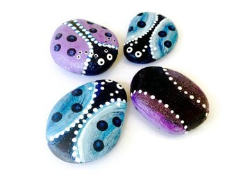 Painted Rocks, 4, Ladybug Set, pastel ladybugs