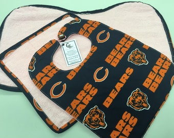 Chicago Bears Baby Bib/Washcloth/Burp Cloth Set_Pink