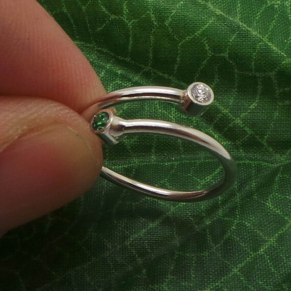 Two Birthstone Ring - Silver Dual Birthstone Ring - Birthstone Promise ...