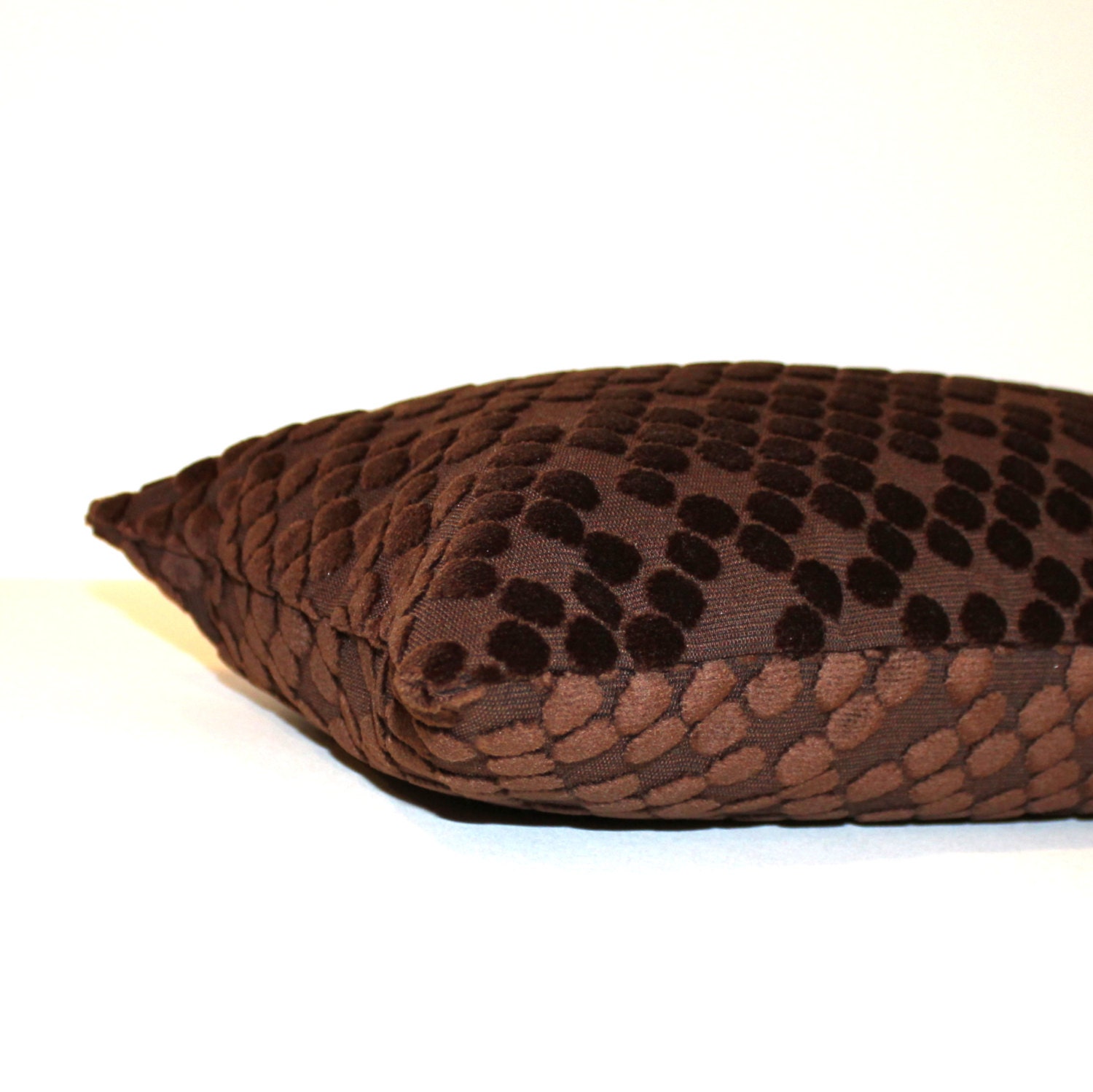 Lumbar Pillow Cover Brown Pillow Cut Velvet Circles Decorative