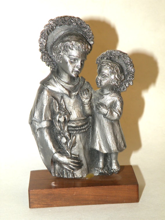 Pewter Religious Saint Father Child Angel by