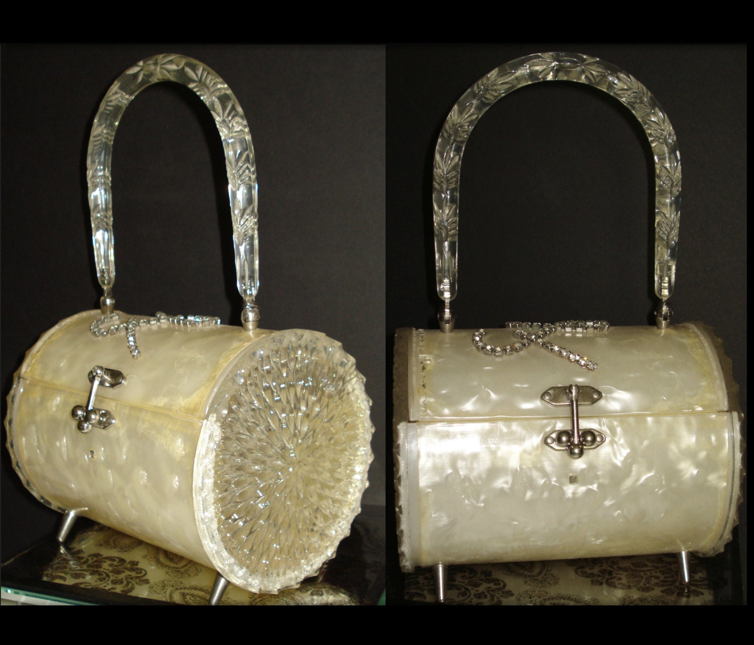 Vintage Lucite Purse . 1950s Purse . Round by VintageDiva60