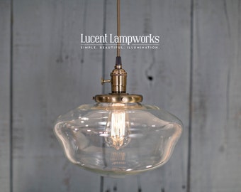 Pendant Light - Schoolhouse Style - Clear - 12 Inch