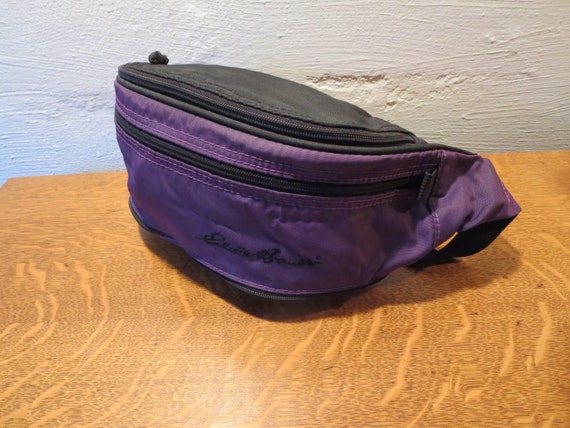 Fanny Pack by Eddie Bauer Black Purple Expandable Vintage