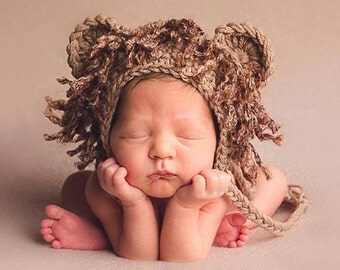 Crochet Pattern for Lion and Lioness Baby Bonnet Hat - 7 sizes, preemie/doll to teen/adult - Welcome to sell finished items
