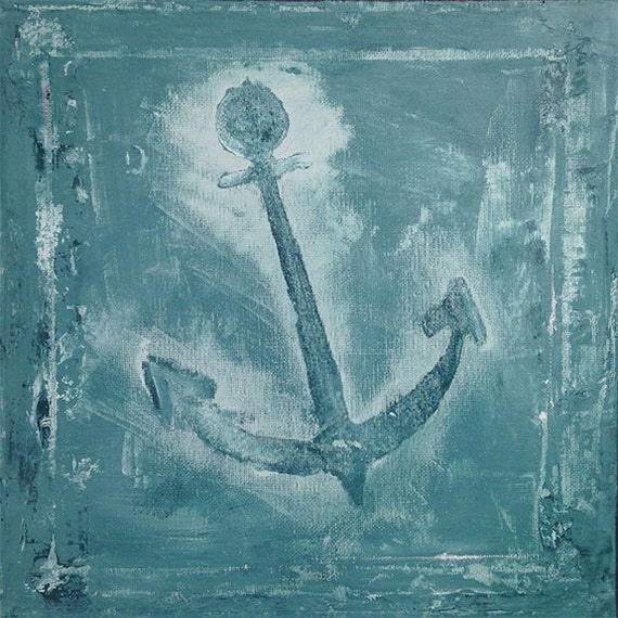 ANCHOR Original Painting 12x12 Canvas Acrylic