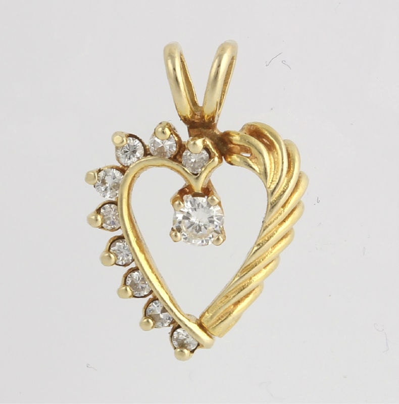 Diamond Heart Pendant – 14k Yellow Gold 1/4ctw Genuine Stones Love ...