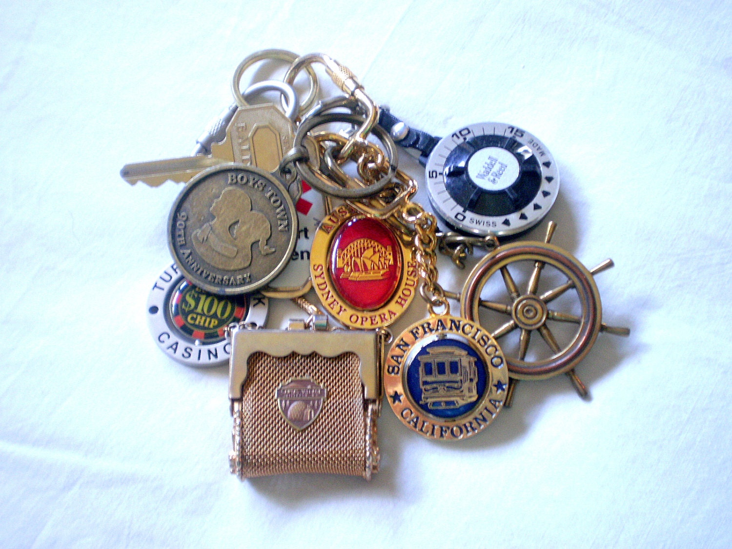 vintage key chains Lot keyrings SantasVillage Jefferson NH.