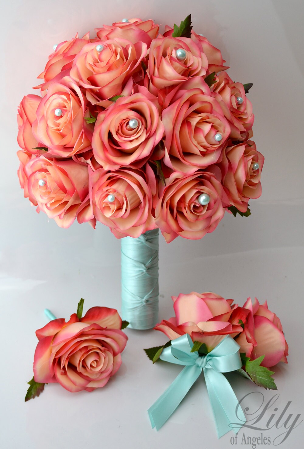 Bridal Bride Bouquet Groom Boutonniere Wedding by