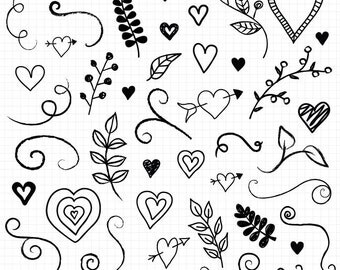 Heart Clipart, Valentine Clip Art, Valentine's Day Digital Download, Valentine Digital Images, Commercial Use, Vector Clipart