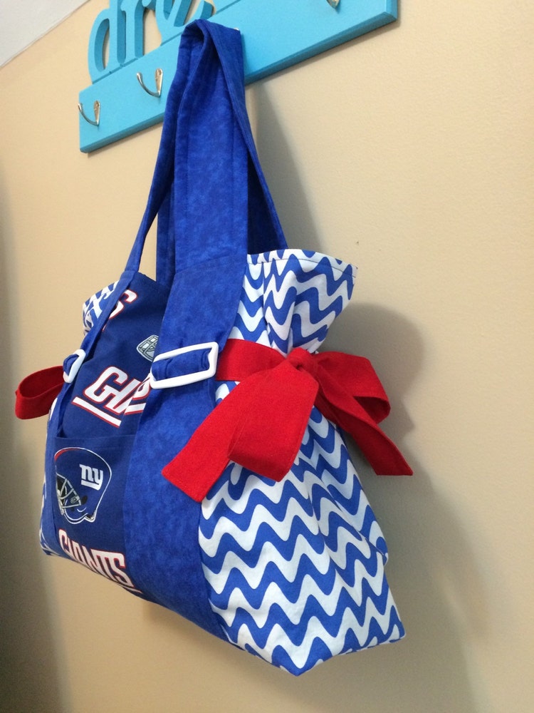 NFL New York Giants tote. Blue white red tote. by madebyoksana