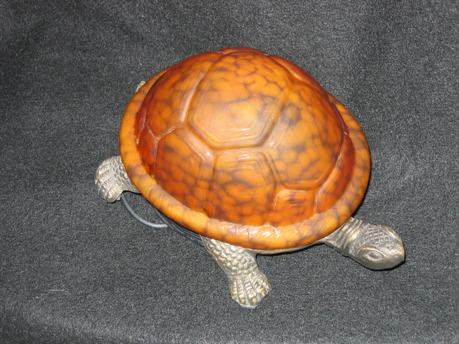 Vintage Amber Glass Turtle Accent Lamp