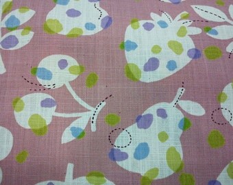 Flower leaf and fruit, pink, fat quarter, pure cotton fabric