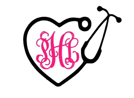 Download Nurse Heart Stethoscope Monogram Vinyl Decal Sticker