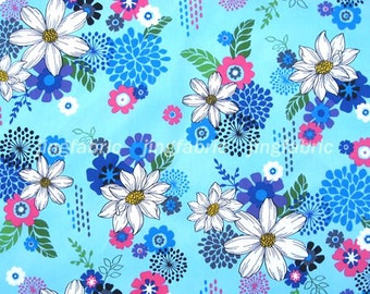 C122 - 1 meter  SDLP Cotton Fabric - Beautiful flowers (150cm width)