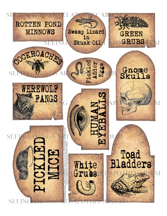 Halloween Apothecary Jar Labels Digital Download