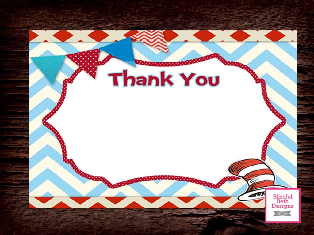 SEUSS THANK YOU Dr. Seuss Printable Thank You Notes Instant