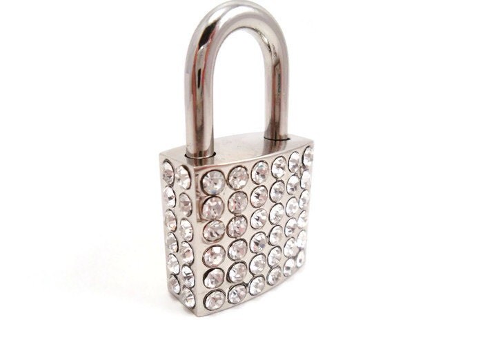 Square Rhinestone Lock Rhinestone Bondage Collar Lock