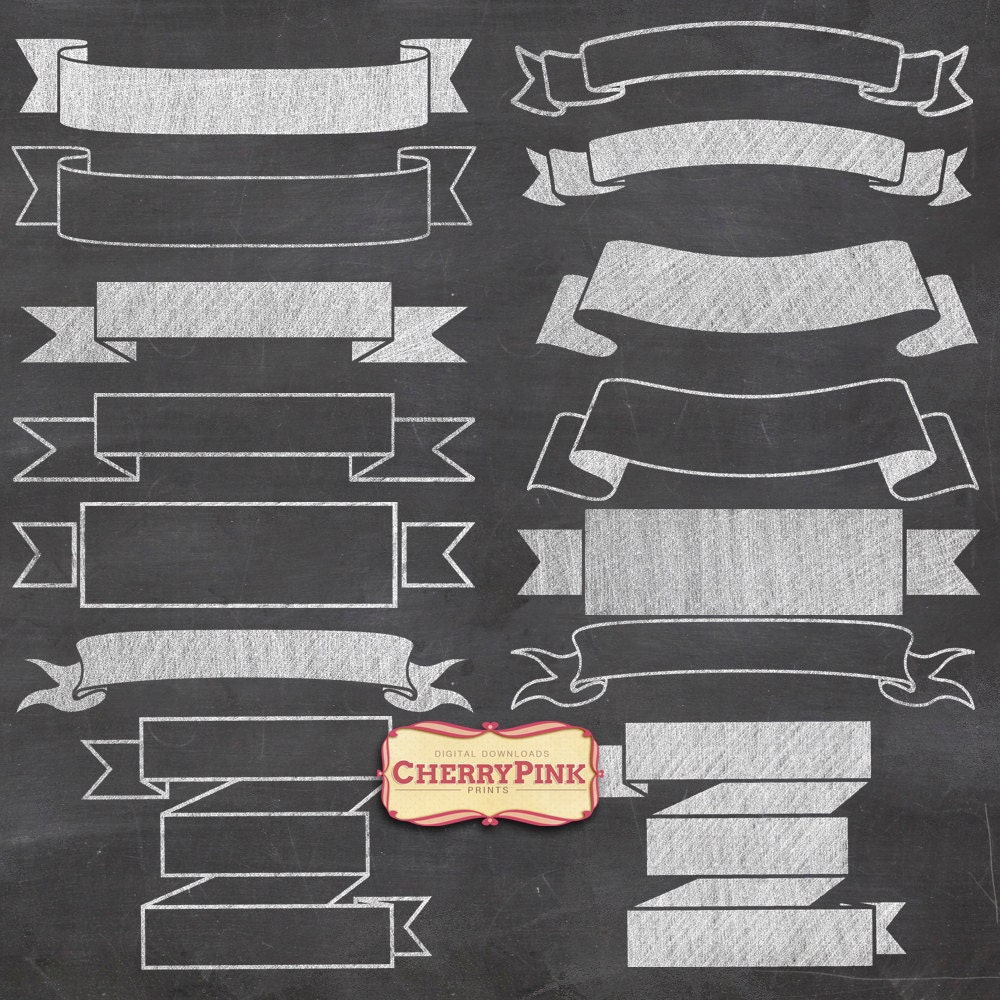 CHALKBOARD BANNER Clipart Graphic design by CherryPinkPrints