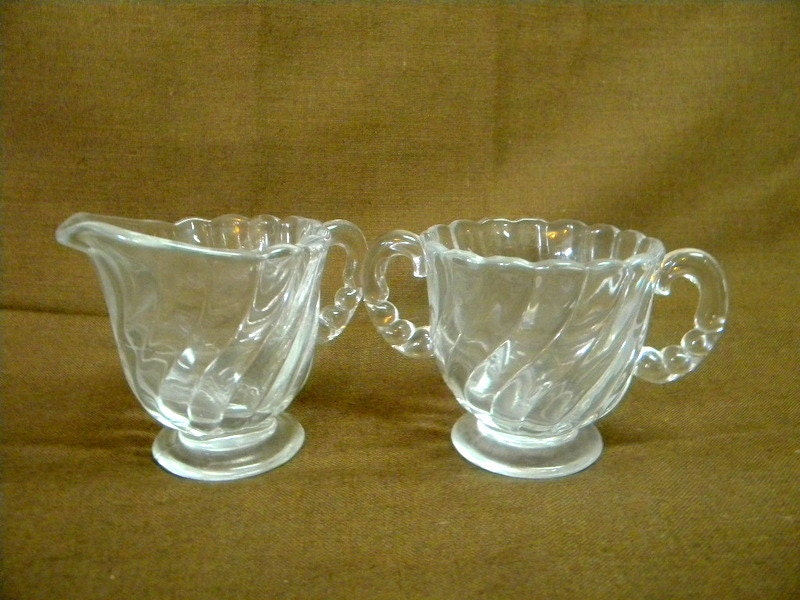 Fostoria Colony cream and sugar set vintage servingware 1940 to 1980