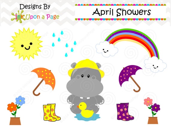 Items similar to April Showers Clipart Set, INSTANT DOWNLOAD ...