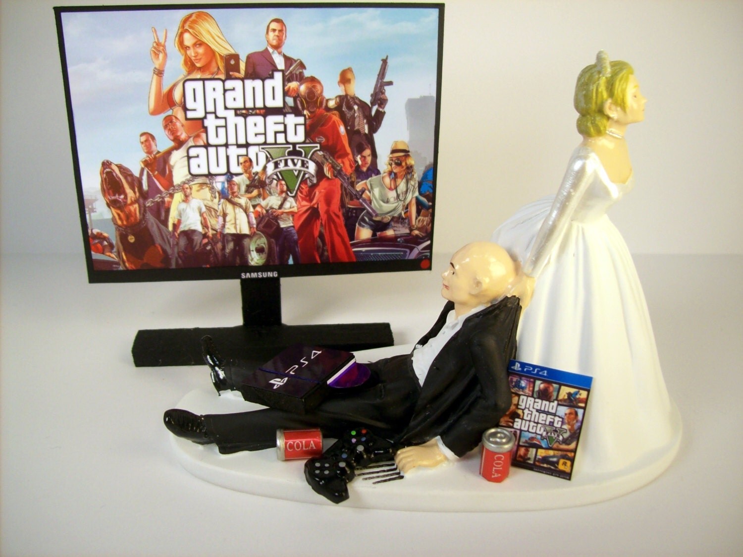Wedding Cake Topper Custom GTA 5 GAME Video Gamer by mikeg1968