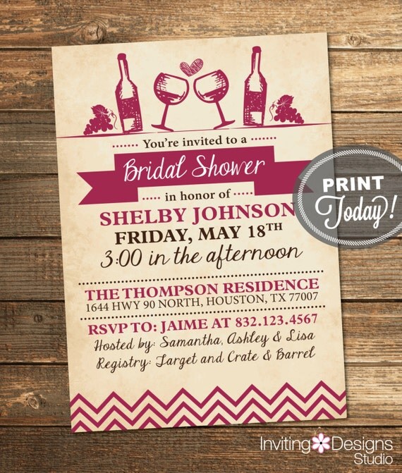 Bridal Shower Invitation Wine Party Engagement Party