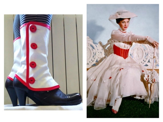 BLACK FRIDAY SALE Mary Poppins Medium white spats waterproof cosplay Gaiters by PasiondeSastre steampunk buy now online