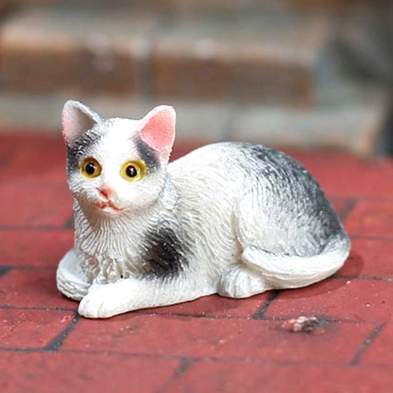 ONE White Cat With Grey Spots For Your by intothewoodsminis