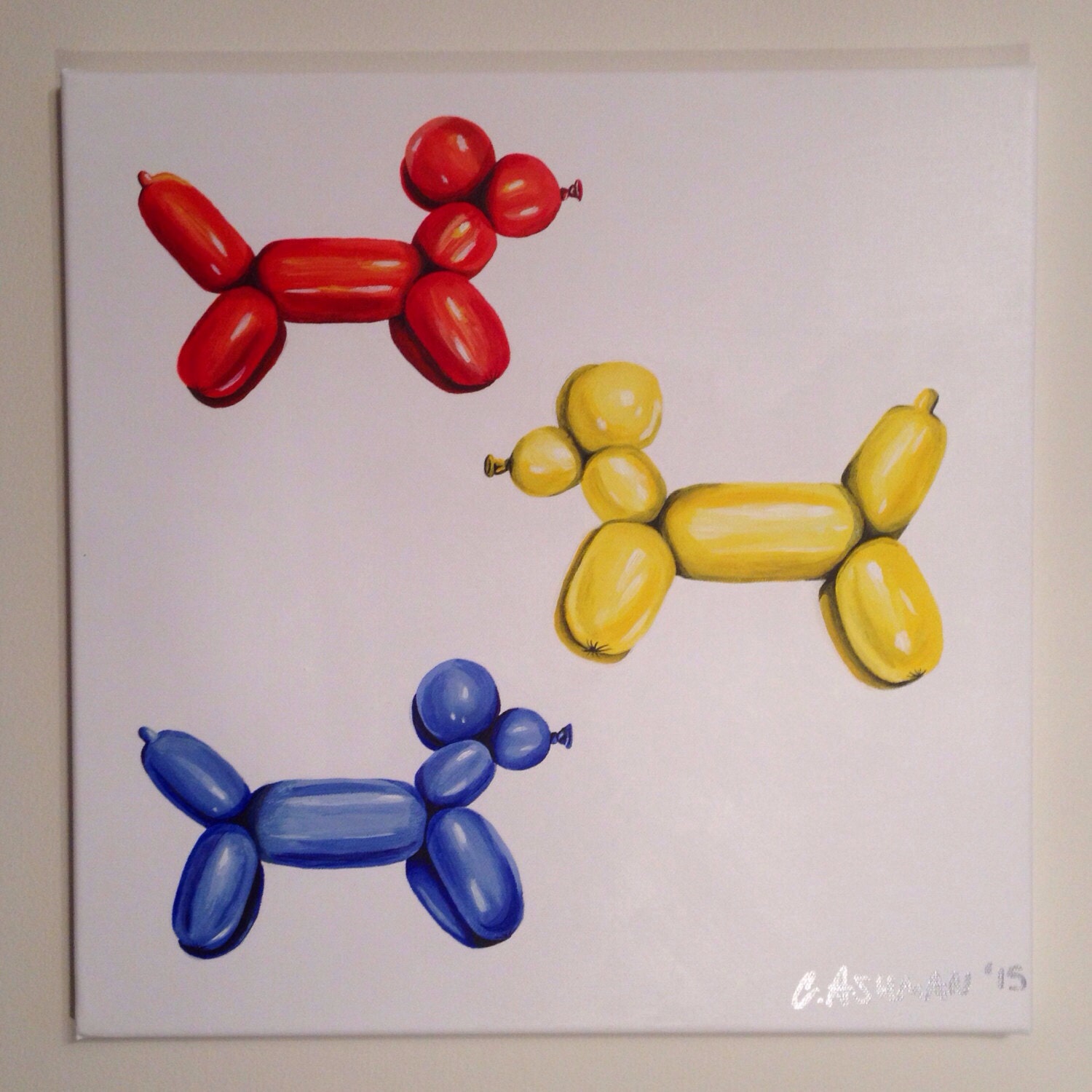 Balloon Dogs Painting 40x40cm Box Canvas