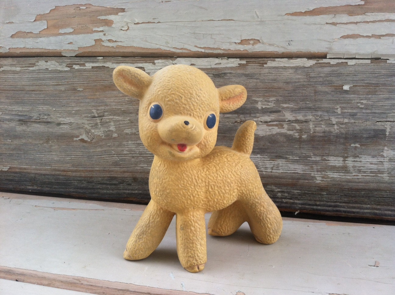 Antique Rempel Lamb Bath Toy Vintage Childs Rubber Lamb
